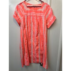 Gap Jody Tie Dye Shift Dress Womens XL Neon Coral Pink White Cotton Summer 2013